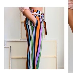 Colorful Stripes Wide Leg pants-by Sans Souci 1988